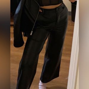Babaton high-waist Black faux leather wide leg pants Aritzia